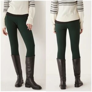 Frank & Oak Scarab Leggings Dress Pants Dark Green Side Zip Large Flat Front